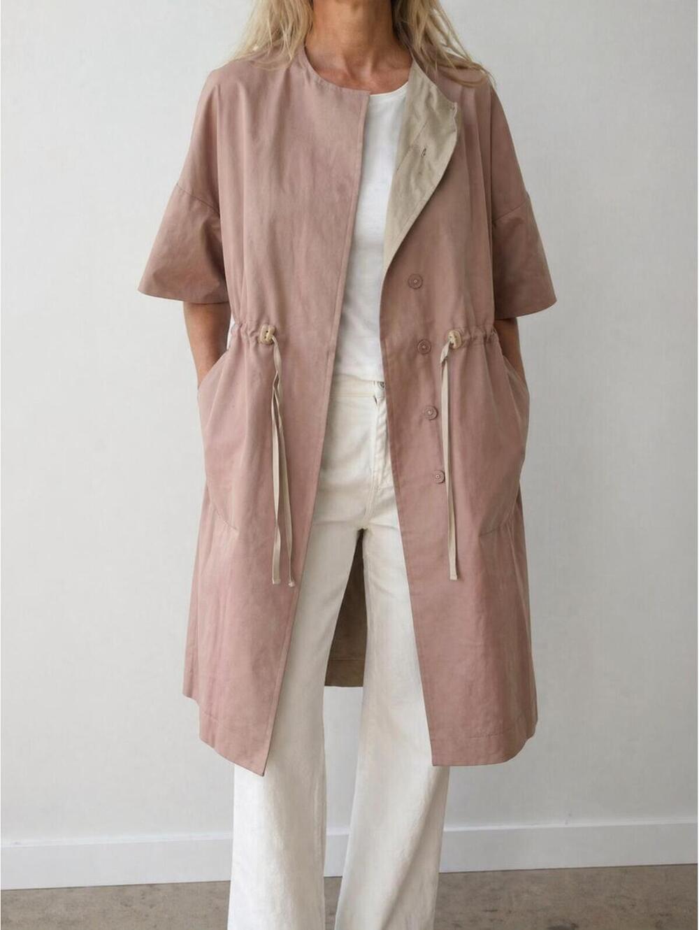 NWT Moorer Coat Dress Jacket Rare Two Tone Cotton Linen Size 44